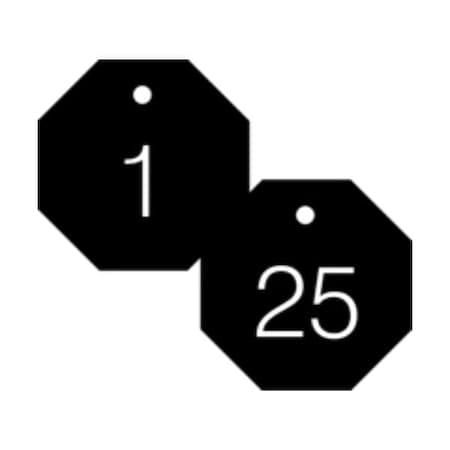 Accuform Engraved Numbered Tags, RP-Plastic, 3/8 in H x 3-1/4 in W, 25 PK TDG822BK